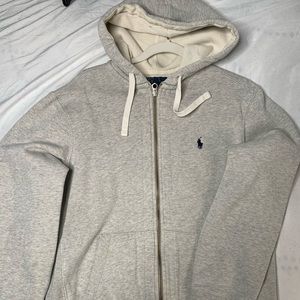 Grey Polo Zip Up Sweater L